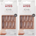 KISS Salon Acrylic Press On Nails, Nail glue included, 'Cashmere', French, Medium Size, Squoval Shape, Includes 28 Nails, 2g Glue, 1 Manicure Stick, 1 Mini file