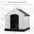 LEMBERI Durable Waterproof Plastic Dog House for Small to Large Sized Dogs, Indoor Outdoor Doghouse Puppy Shelter with Elevated Floor, Easy to Assemble (Gray, 39" L x 35" W x 37.4" H)