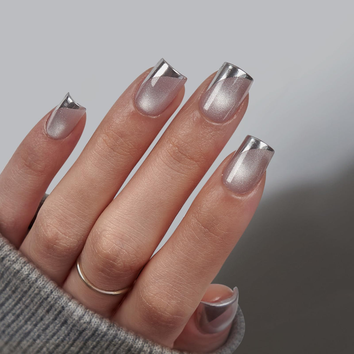 BTArtbox Press On Nails, Liquid Radiance, Medium Almond, Cat Eye, 32Ct | Lamp-Curable 4-Week Wear, Salon-Quality Natural Nails, 10-Minute Easy Daily Application, 16 Sizes, All-in-One Complete Kit