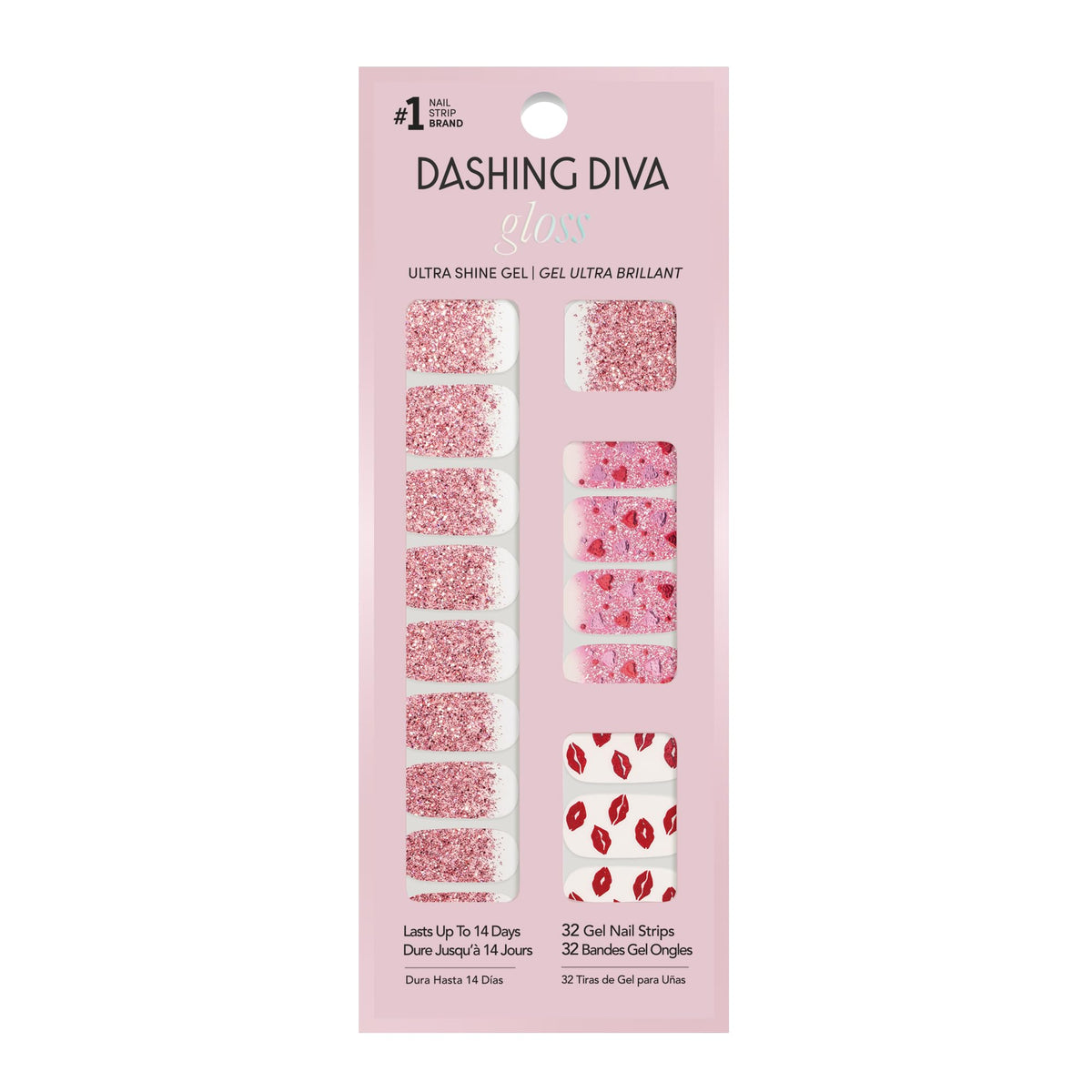 Dashing Diva Gloss Nail Strips - Crystal Clear - UV Free, Chip Resistant, Long Lasting Gel Stickers - Contains 32 Wraps, 1 Prep Pad, 1 File