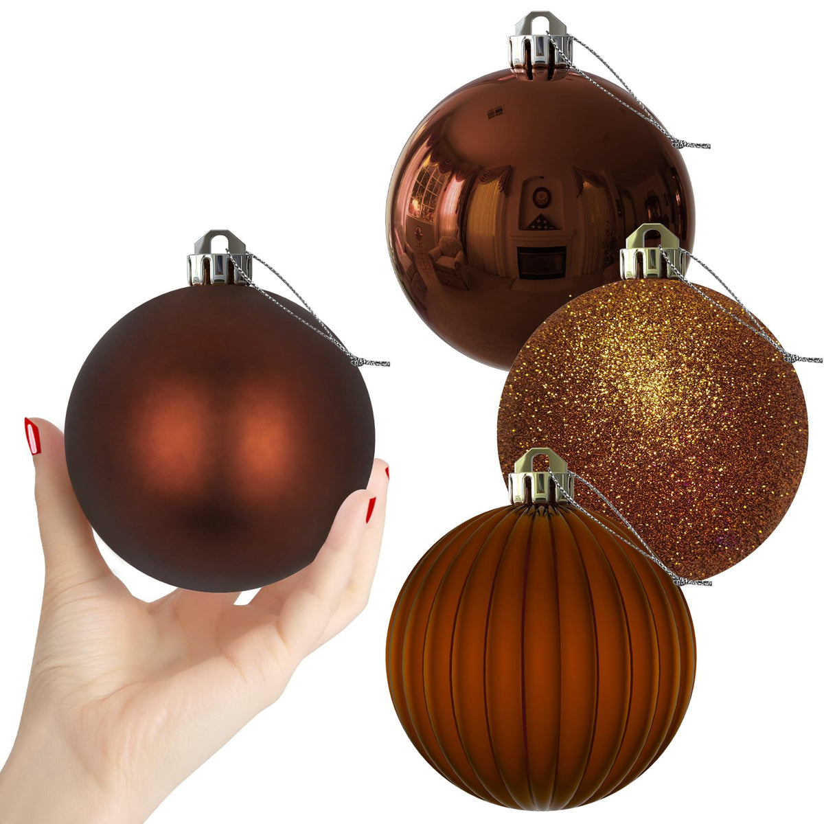 White 4.0" Large Christmas Balls - Christmas Tree Decoration Ornaments Shatterproof Hanging Balls for Birthday Halloween Holiday Wedding Decorations Set of 4pcs