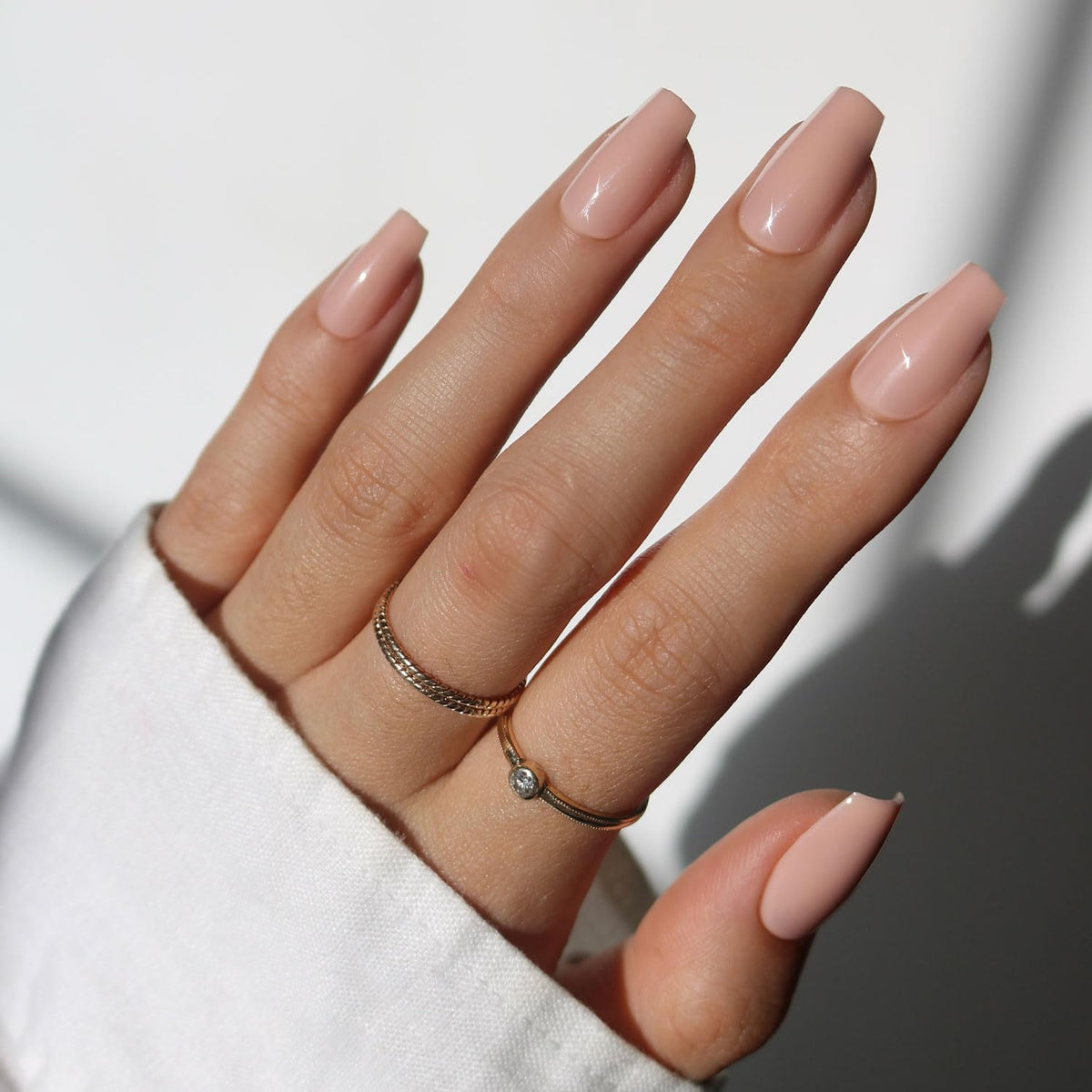 Glamnetic Press On Nails - Short Round, Glossy Fake Nails 30 Pc Full Kit | Neutral press on nails, 12 sizes. Everyday glue-on set. Waterproof, chip-resistant, up to 2 weeks wear