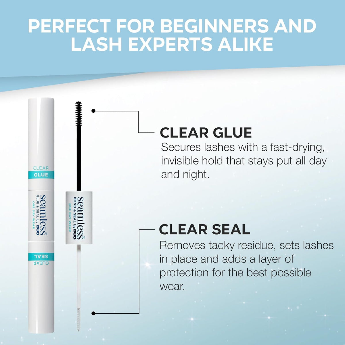 Ardell Seamless Under Lash Cluster Glue & Seal - Clear, Eyelash Glue for Clusters, Long Lasting Hold Eyelash Adhesive with Vitamins A, C, E, 4.2 g, 1 Pack