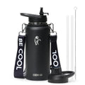 Coolflask Water Bottle with Straw, 40 oz Insulated Metal Water Flask with Straw & Spout Lids, Stainless Steel Double Wall Vacuum, Keep Cold 48h Hot 24h, Leak Proof, BPA-Free, Apricot Pink