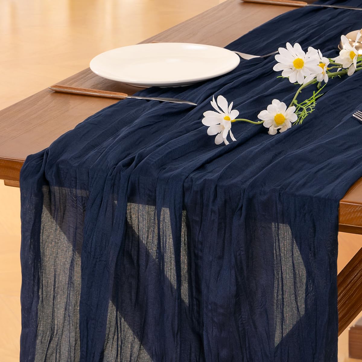 Fall Table Runner Terracotta Cheesecloth Boho Wedding Thanksgiving Decor