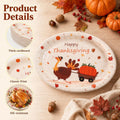 50Pack Thanksgiving Oval Plates Paper - 10" x 12" Happy Thanksgiving Plates Disposable Dinner Supply - Turkey Thankful Pattern