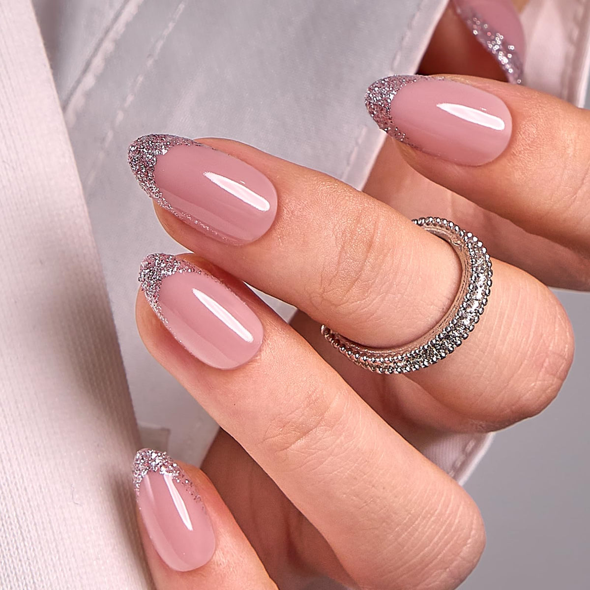 CurvLife Milky White Square Press on Nails Short, Soft Gel Fake Nails with Clean Nude Apricot Design Full Cover False Nails Glossy Nude Glue on Nails Artificial Stick on Nails for Women