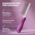 Poodle Pet Detangling Pet Comb with Long & Short Stainless Steel Teeth for Removing Matted Fur, Knots & Tangles – Detangler Tool Accessories for Safe & Gentle DIY Dog & Cat Grooming