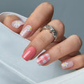 CurvLife Milky White Square Press on Nails Short, Soft Gel Fake Nails with Clean Nude Apricot Design Full Cover False Nails Glossy Nude Glue on Nails Artificial Stick on Nails for Women