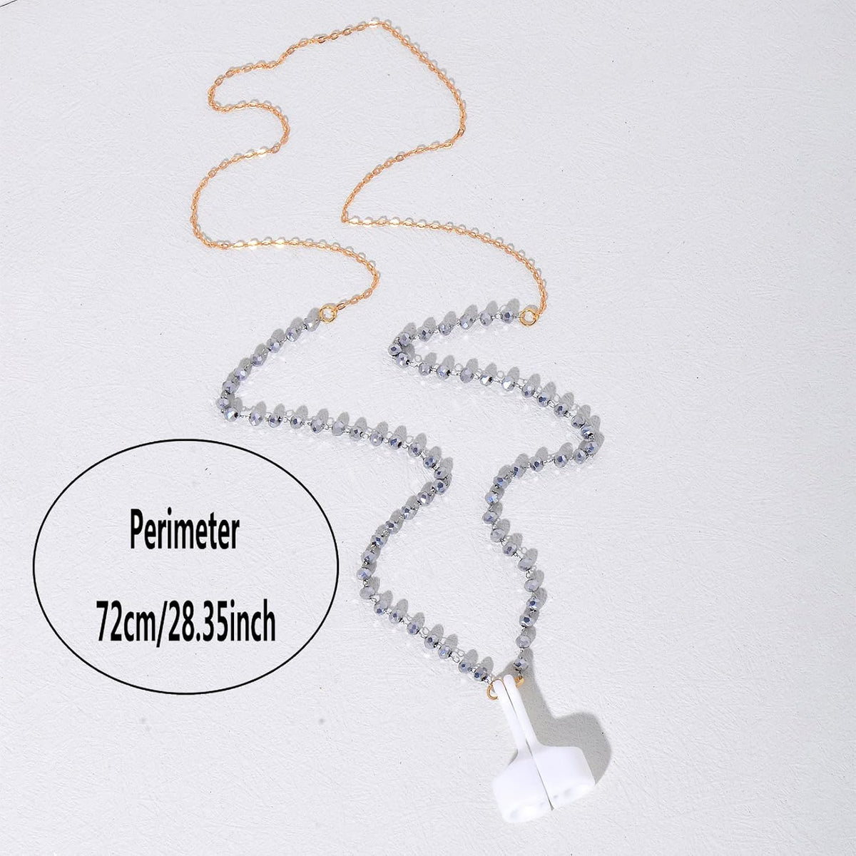 EGEN Ultra Strong Magnetic Airpod Pro Strap Anti-Lost Cord Sports Lanyard Compatible with Airpods 3rd 2nd Generation Pro 3 2 1, 72cm (Silver gray crystal)