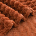 Puncuntex Burnt Orange Throw Blanket 50"×60" Fuzzy 3D Jacquard Decorative