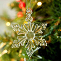 Glass Snowflake Icicle Ornaments for Christmas Tree Decorations - 18Pcs Clear Glass Ornaments Set for Christmas Tree Winter New Year Party Decor Supplies