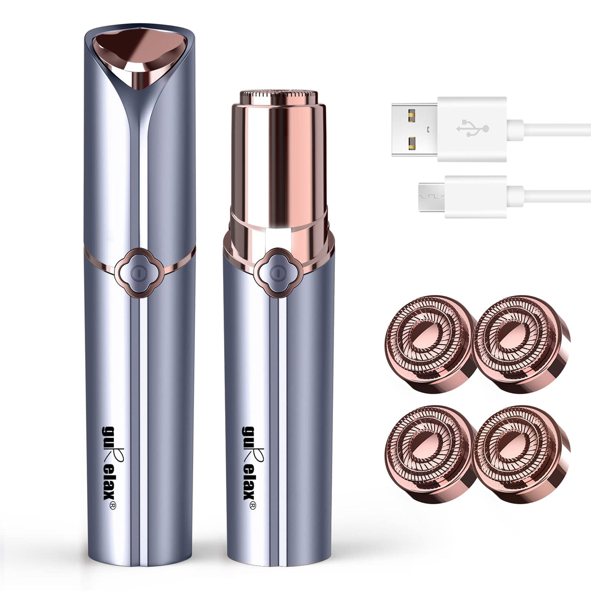 gurelax Facial Hair Removal for Women, Painless Face Shaver with 2 Heads