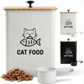 Cat Food Container with Scoop 5-7 lb (25 Cup), with Airtight Bamboo Lid | Cat Kibble Canister with Metal Scoop, 25 Cups, Chew Proof Iron Body, Powder Coated, Airtight Bamboo Lid, Sturdy Metal Handle