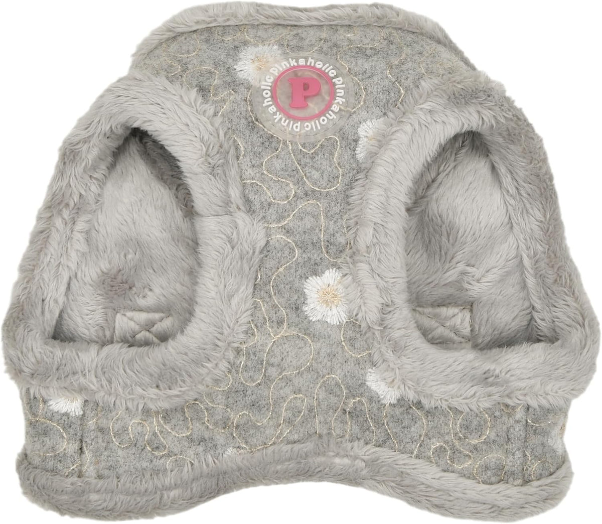 Pinkaholic New York Lidia Vest Dog Harness Step-in Warm Winter Flower Pattern for Small Dog, Light Grey, Large