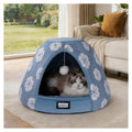 BALANCE Cat Beds for Indoor Cats, 2-in-1 Cat Bed Cave with Anti-Slip Bottom and Ultra-Soft Plush, Cozy Cats House Tent for Kittens and Small Dogs, 19 Inches, Blue