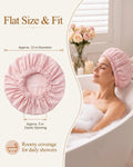 Edoneery Reusable Shower Caps for Women, Waterproof Long Hair Bonnet | Washable Design, Wide Elastic Band, Large Fit, Holds Long Hair, Braids Friendly, Bath Accessories, Spa, Travel