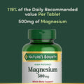 Nature's Bounty Magnesium 500 mg Tablets, High Potency Magnesium Supplement for Bone & Muscle Health, Whole Body Support, 200 Count (Pack of 1)