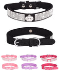 Bling Dog Collar for Small Medium Large Dogs, Crown Rhinestone Dog Collars for Girl and boy Dog, Diamond Puppy Collars, Adjustable Leather Suede SOFE Cat Collar (S(10.6"-13"/27CM-33CM), Pink)