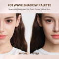 JUDYDOLL Highlight & Contour Palette, All-in-One Matte Highlighter Contour Compact, Natural Brightening Finish for Cool Fair & Olive Skin (01 Wave Shadow Palette)