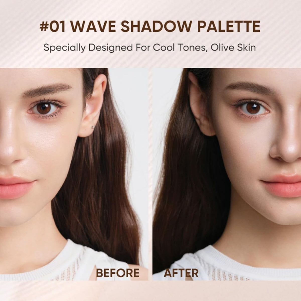 JUDYDOLL Highlight & Contour Palette, All-in-One Matte Highlighter Contour Compact, Natural Brightening Finish for Cool Fair & Olive Skin (01 Wave Shadow Palette)