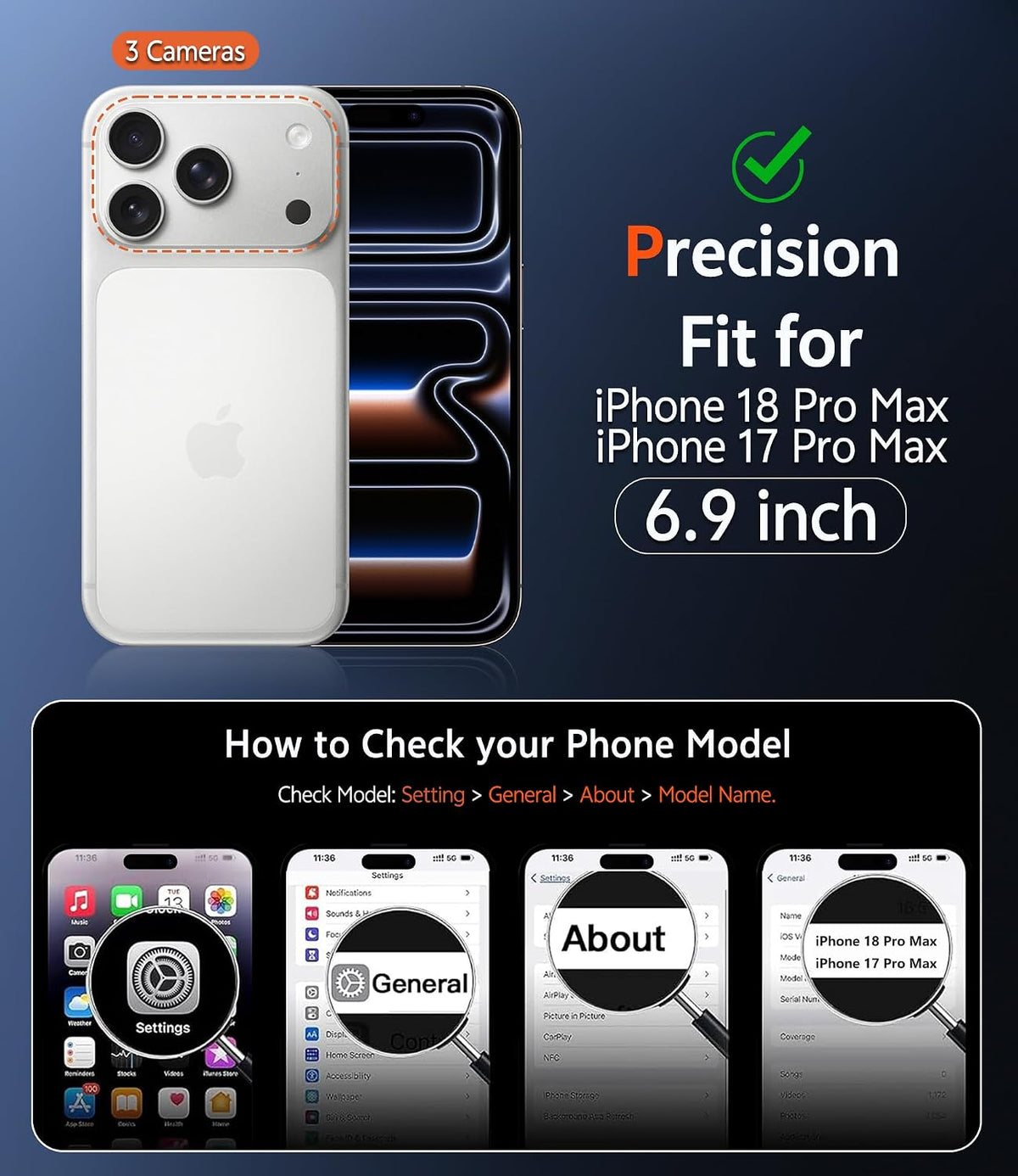 FNTCASE for iPhone 18 Pro Max Case / 17 Pro Max Clear Case Fit for Magsafe