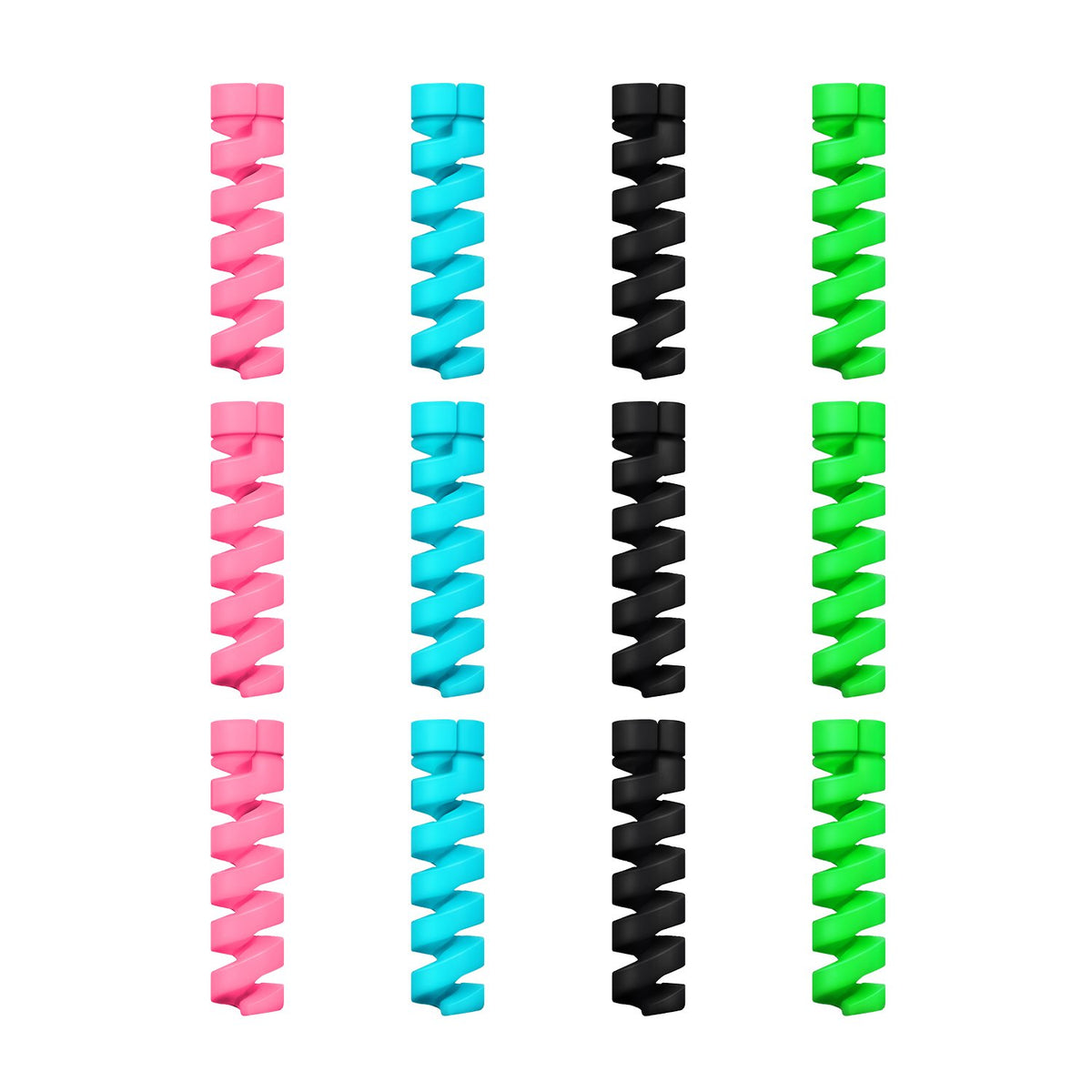 Jetec 12 Pcs Charging Cable Protector Silicone Spiral Charger Cable Saver