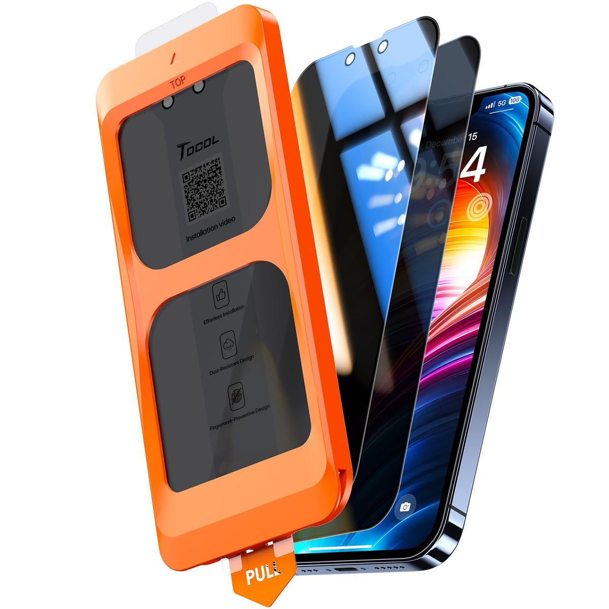 TOCOL for iPhone 15 Pro Screen Protector, Easy Installation