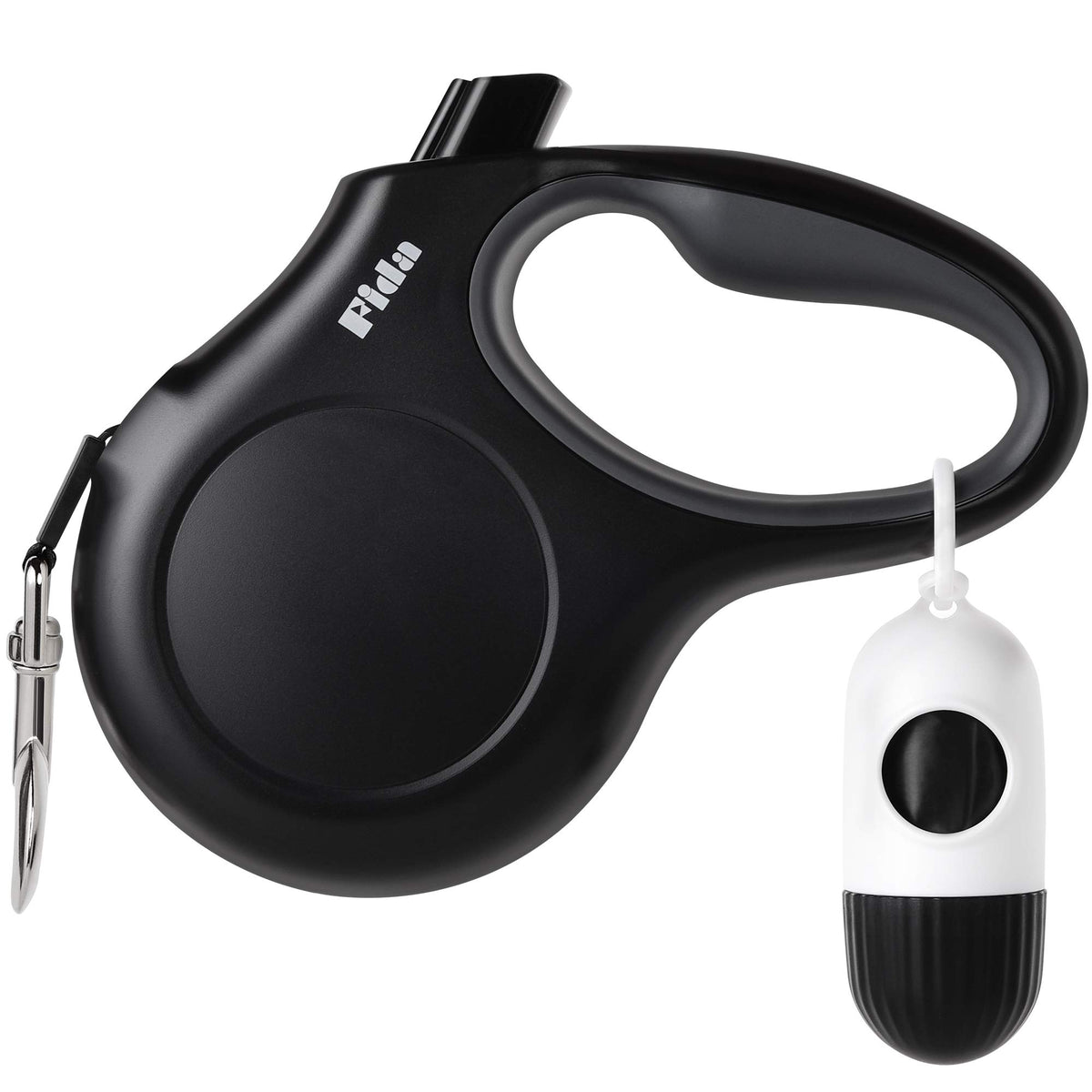 Fida Retractable Dog Leash for Small Breed up to 26 lbs, 16 ft Pet Walking Leash with Dispenser and Poop Bags, Anti-Slip Handle, Reflective Strong Nylon Tape, One-Handed Brake (S, White & Pink)