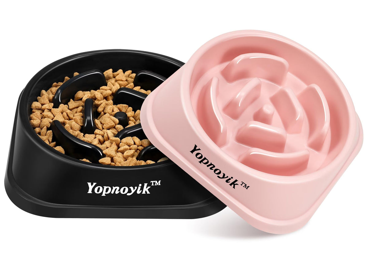 2 Pack Slow Feeder Dog Bowls for Healthy Eating, Non-Slip and Anti-Choking Design, Reduces Bloating & Overeating for Medium Dogs and Cats, Easy to Clean