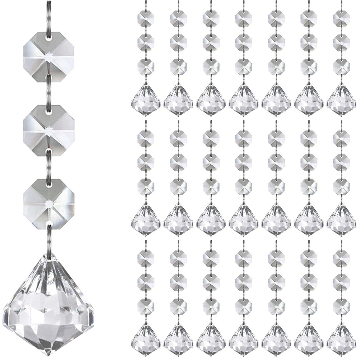 Crystal Snowflake Ornaments Christmas Tree Decorations 30-Pack Hanging Clear Acrylic Snowflake Christmas Tree Ornaments Winter Wonderland Home Decor Indoor, Snow Flake Star Xmas Holiday Party Supplies