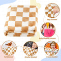 GreatBba Plush Checkered Baby Blanket,30 x 40 Inch Fleece,Orange White