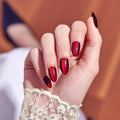 Kiss Core, Press On Nails, Nail glue included, 'Apple Blossom', Red, Medium Size, Almond Shape, Includes 32 Nails, 2g Glue, 1 Manicure Stick, 1 Mini File