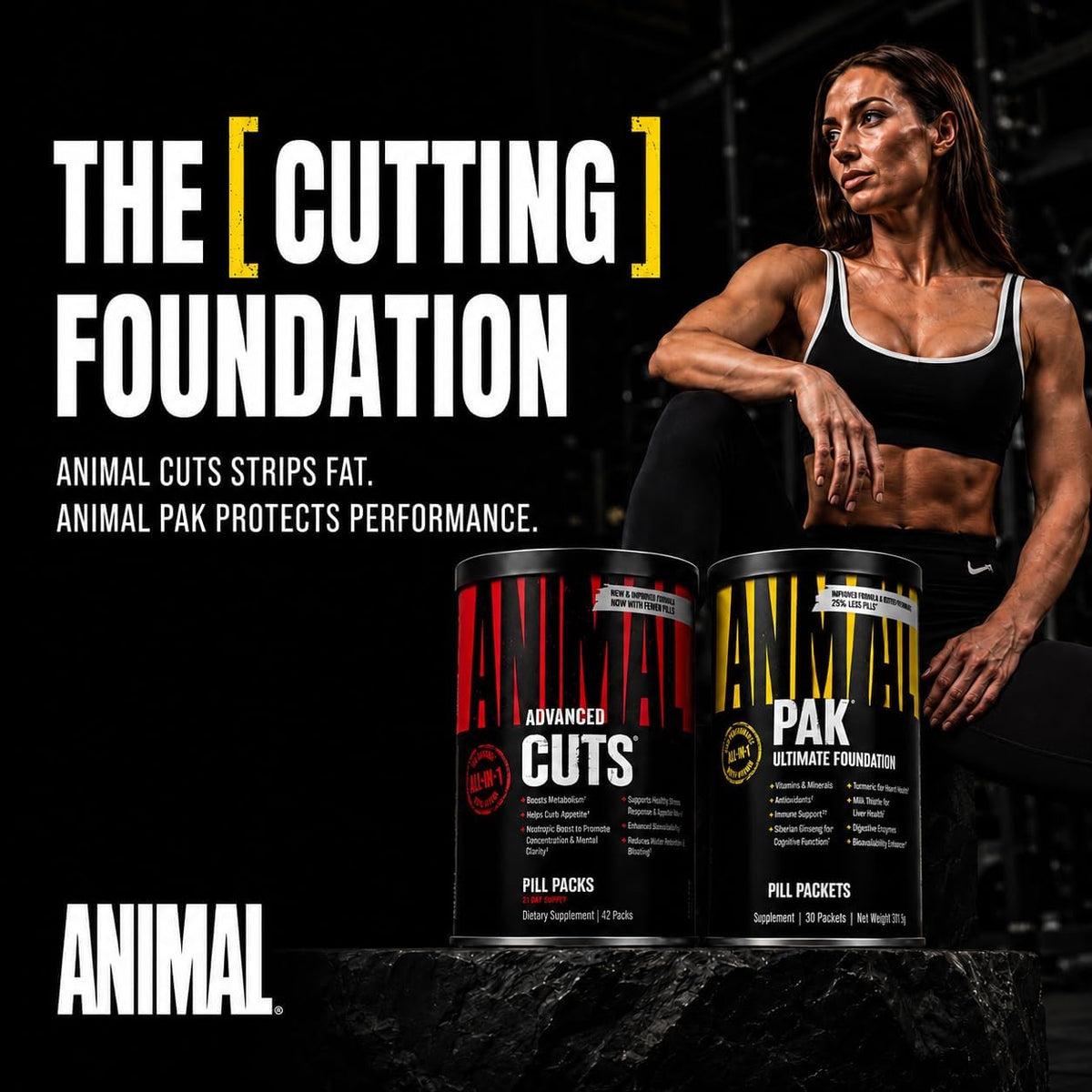 Animal Cuts All-in-1 Thermogenic Fat Burner - 25-Ingredient Cutting Stack with Removable Stim Pill, for Men & Women Athletes - Boosts Metabolism, Curbs Appetite, Sharpens Focus, 42 Pill Packs