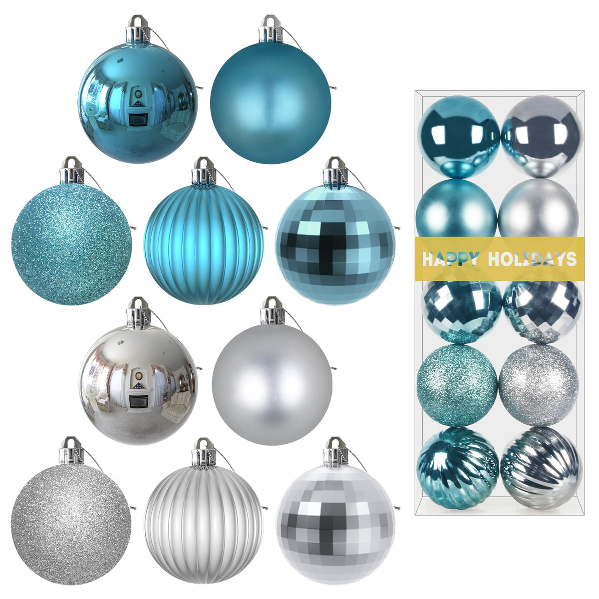White 4.0" Large Christmas Balls - Christmas Tree Decoration Ornaments Shatterproof Hanging Balls for Birthday Halloween Holiday Wedding Decorations Set of 4pcs