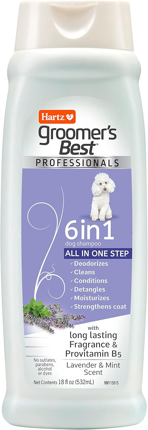 Hartz Groomer's Best Professionals 6-in-1 Dog Shampoo and Conditioner in One, 18 oz