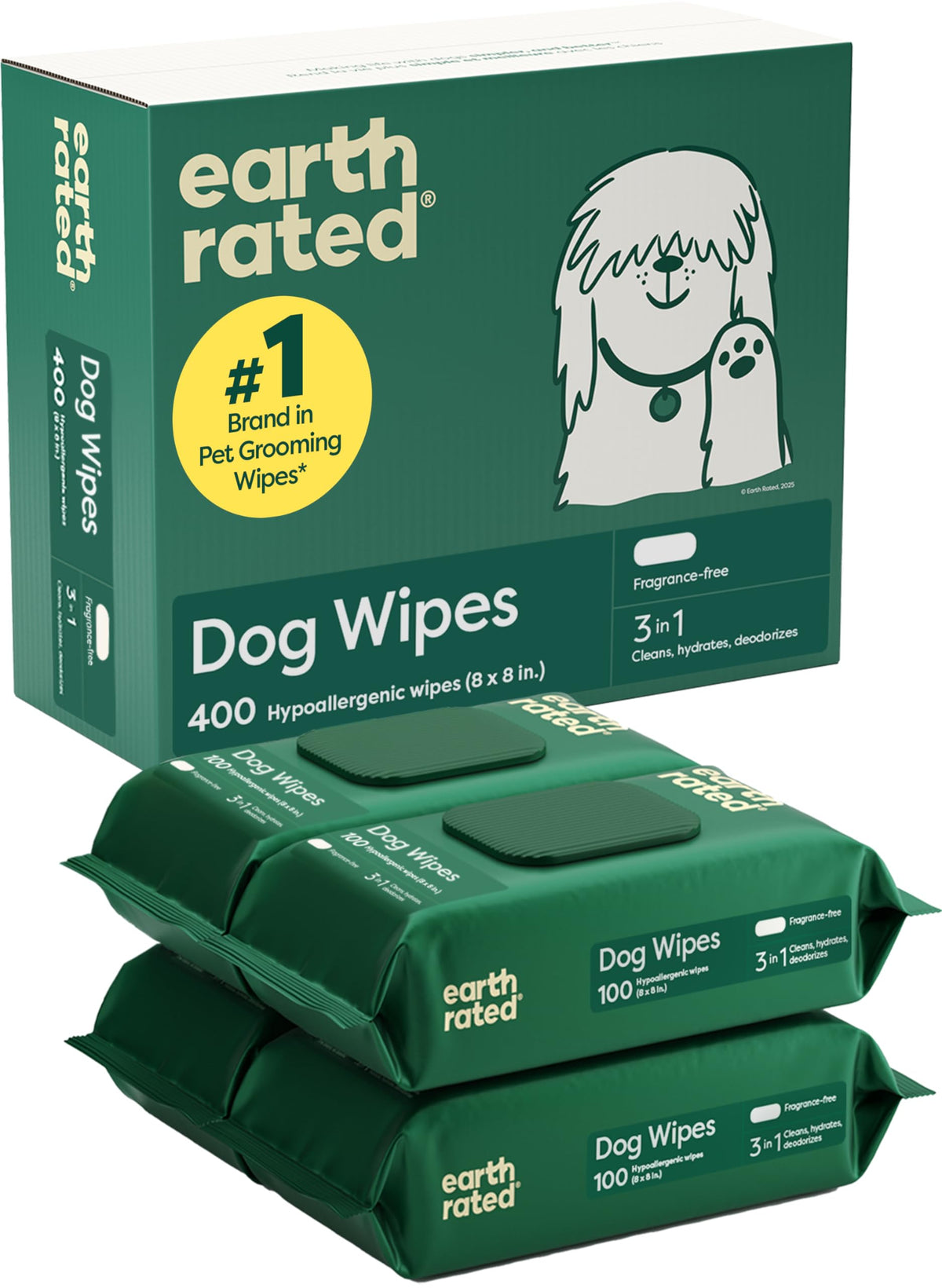 Earth Rated Dog Eye Wipes, Unscented, Removes Dirt & Discharge, 70ct | Vet-Developed, Hypoallergenic Pet Wipes for Dogs & Cats to Remove Dirt & Discharge, Fragrance Free