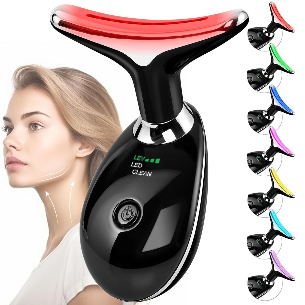 Facial Massager Face and Neck, Face 𝖲 culpting Wand Tool with 7 Color - Birthday, Christmas, Mothers Day, Valentines Day Gifts for Her Women Mom Best Friend Wife Teacher (White)