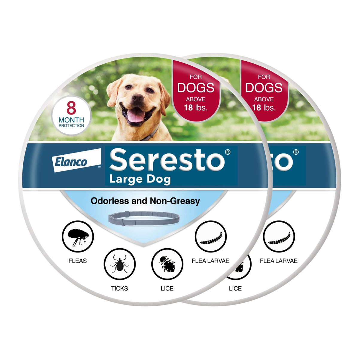 Seresto Flea & Tick Collar For Dogs Over 18 lbs., Treatment & Prevention, Vet-Recommend, 8 Month Protection
