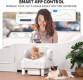 PARUUNTYS Self Cleaning Litter Box,Open Top Automatic Litter Box with App Control for Multiple Cats, Safety Sensors Protection, Odor Control Includes 2 roll Liners,Large Waste Bin, Cream White