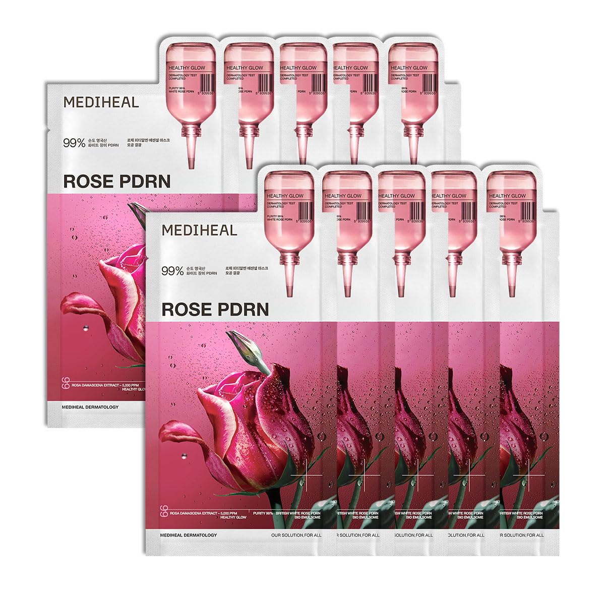 MEDIHEAL Essential Face Mask [Collagen] 10 pcs. for Plumping Hydration, Glass Skin & Skin Nourishment - Travel Essentials, Korean Beauty Sheet Mask
