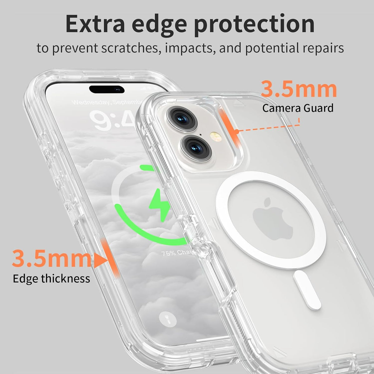 Follaroma Magnetic for iPhone 16 Plus Case, Heavy Duty Phone Cases, Clear