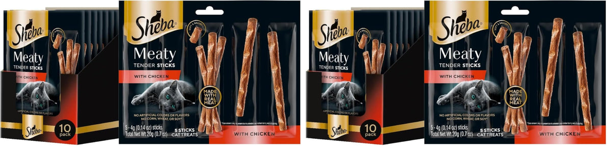 Sheba Meaty Tender Sticks Cat Treats Chicken, Tuna Flavor, or Salmon Flavor, 0.14 oz., 70 Count