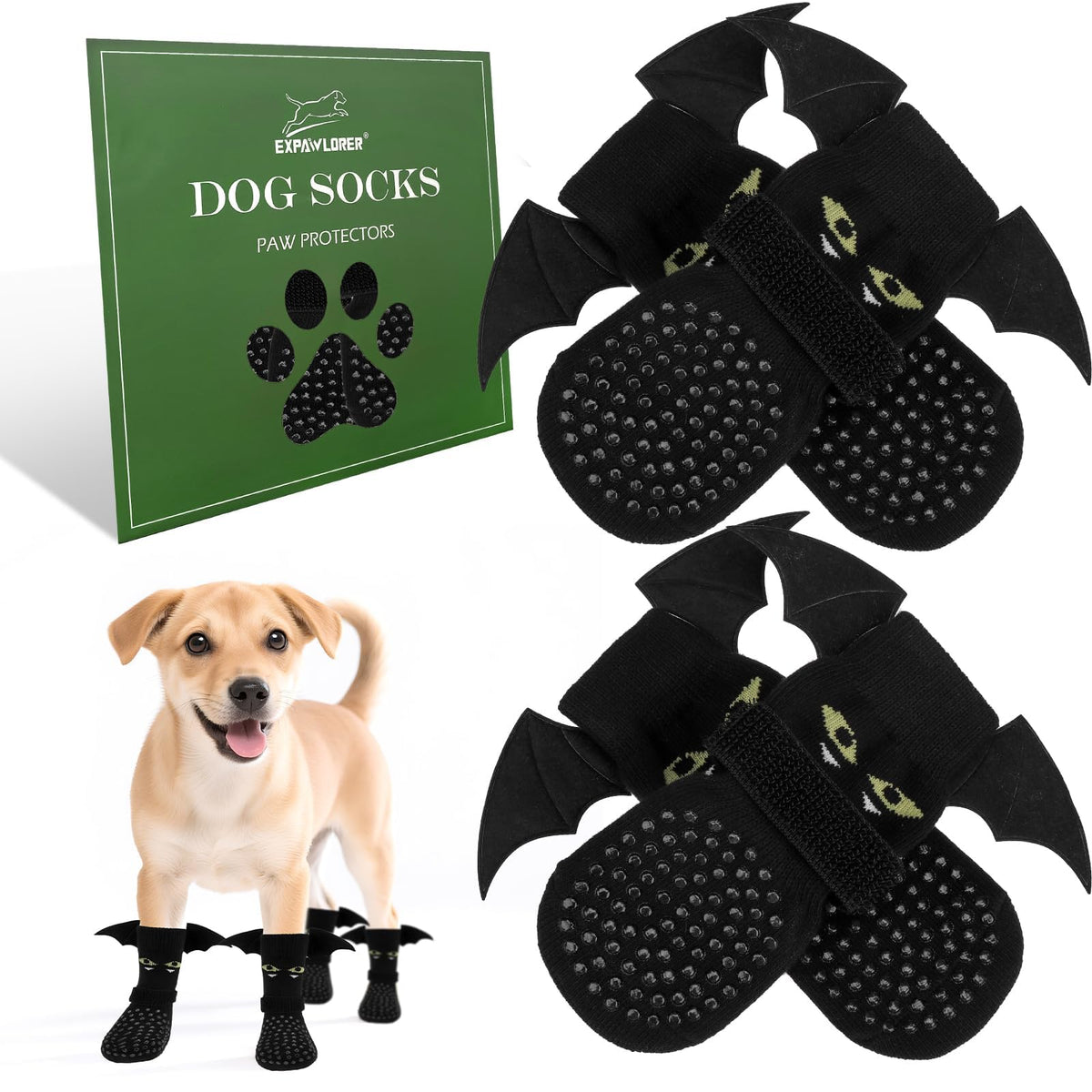 Anti Slip Dog Socks to Prevent Licking Paws, Dog Shoes for Hot Pavement, Dog Booties for Small Medium Large Senior Dogs, Traction Control Boots & Paw Protectors for Hardwood Floors