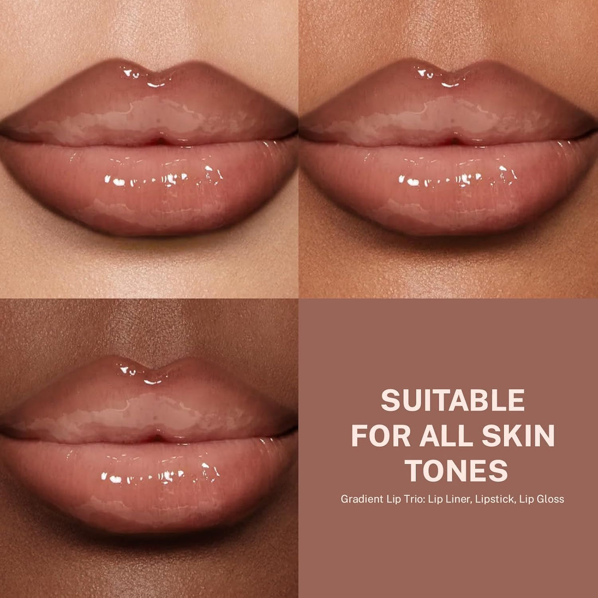 Noerrors 3Pcs Lip Combo Set, Lip Kit with Brown Plumping Lip Liner & Nourishing Lipstick & Nude Glossy Lip Gloss, Long-Lasting, Lightweight, Non-Sticky, Juicy Nude Pink Lip Contour Trio Set for Women