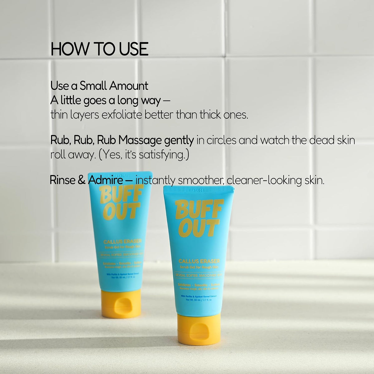 BUFFOUT Callus Eraser Exfoliating Gel – Body Care Exfoliator Scrub & Exfoliant for Feet, Heels, Elbows & Knees – Dead Skin Care with Perlite & Apricot Seed Powder