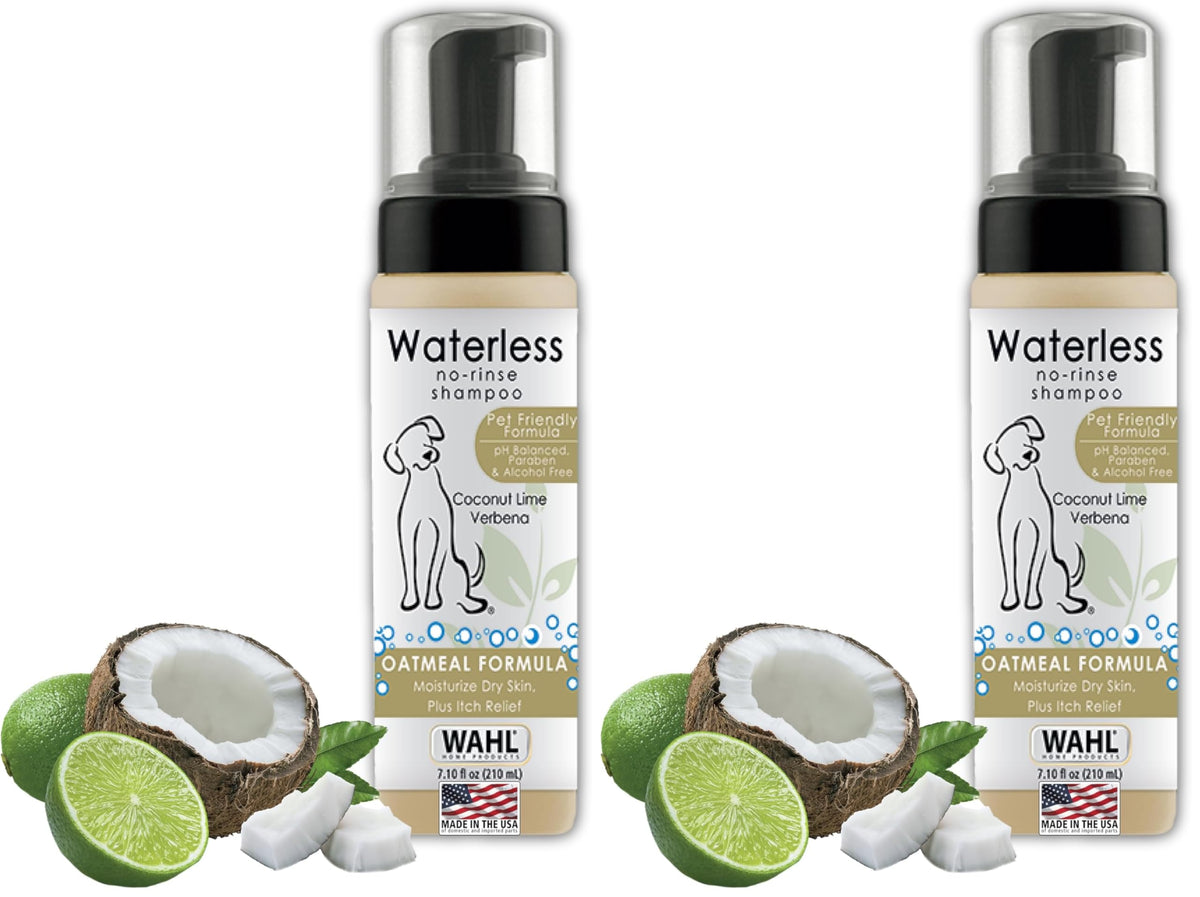 Wahl Waterless No Rinse Shampoo for Animals, Coconut Lime Verbena, 7.1 oz | Quick Clean-Ups For Dogs—No Bath Needed, Oatmeal Formula Cleans, Conditions, Detangles & Moisturizes Dogs Fur – Model 820015A