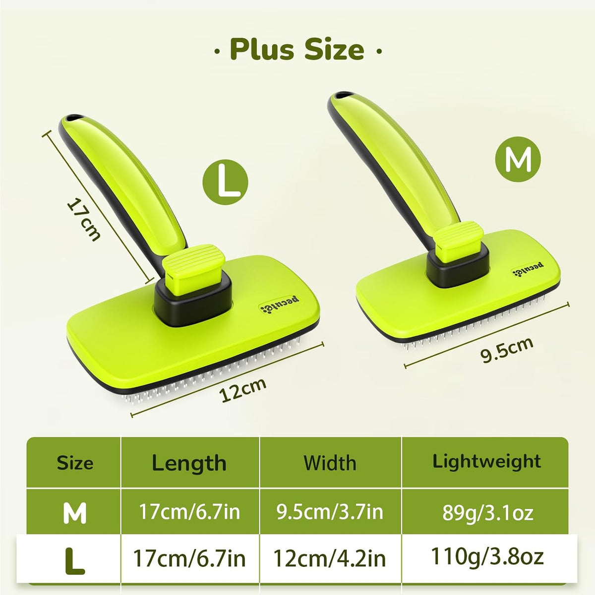 Pecute Skin Friendly Self-Cleaning Slicker Brush for Dog & Cat Shedding Season, Lightweight Undercoat Hair Removal Dog Brush Cat Brush for White-Coated, Long, Thick & Double-Coated Large Dogs