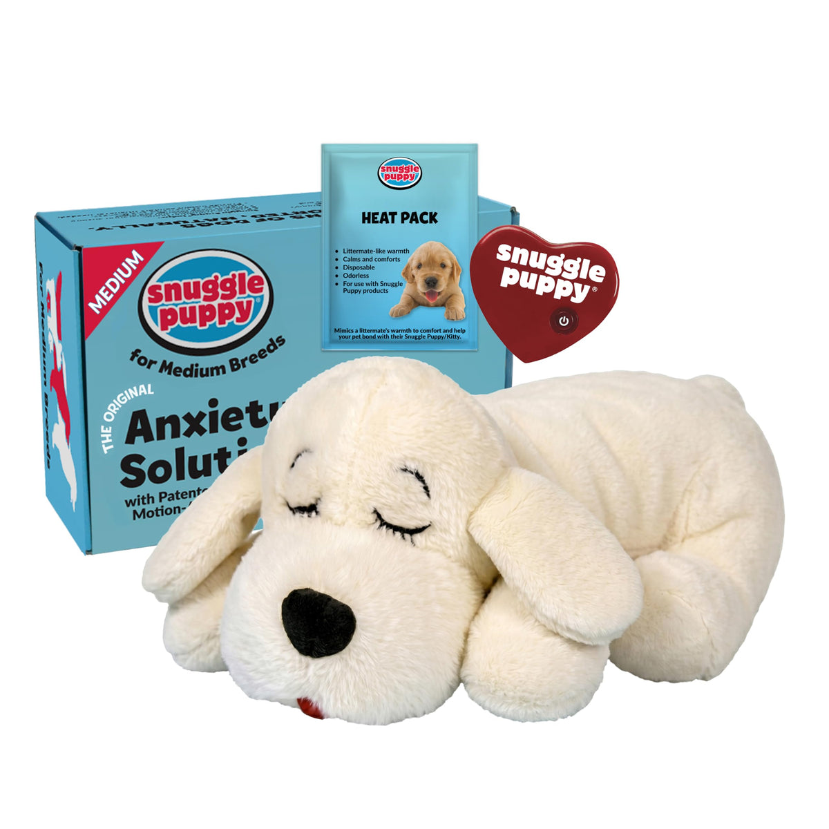 Snuggle Puppy Original Heartbeat Puppy Toy with Real-Feel Pulse & Heat Pack, Calming Sleep Aid for Puppy Anxiety, Crate Training, First Nights & New Puppy Transition - Biscuit