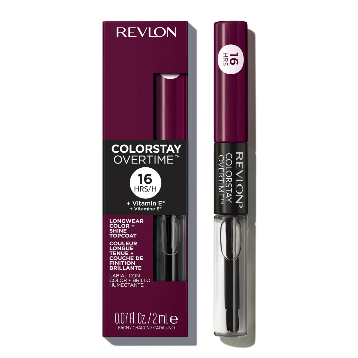 Revlon ColorStay Overtime Liquid Lipstick with Clear Lip Gloss, Long-Lasting Lip Color, Dual Ended with Moisturizing Vitamin E, 350 Bare Maximum, 0.07 fl oz